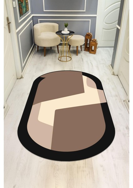 Modern Desenli Süngerli Kaymaz Dot Taban Dijital Baskı Halı H1061