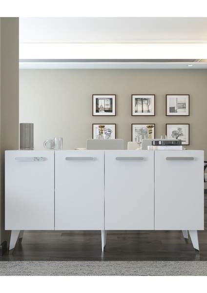 8226-128DD KB150 Konsol,tv Ünitesi Beyaz-Gümüş