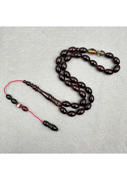 Mavi Hareli Sıkma Kehribar Tespih