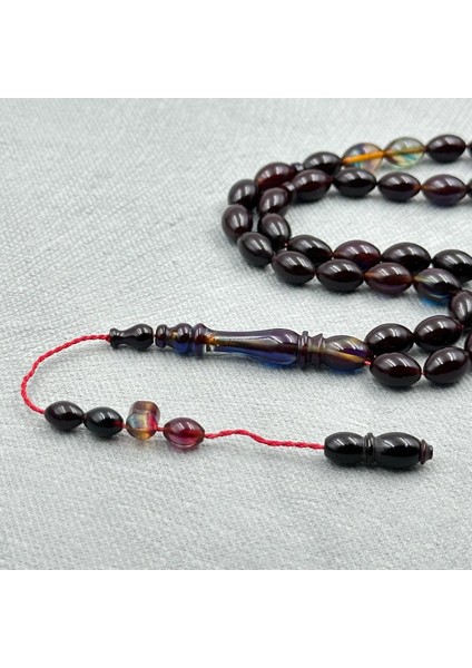 Mavi Hareli Sıkma Kehribar Tespih modelleri