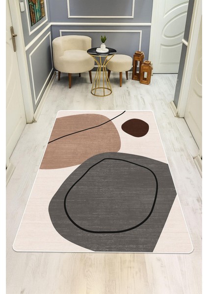 Modern Desenli Dijital Baskı Kaymaz Taban Halı H1116