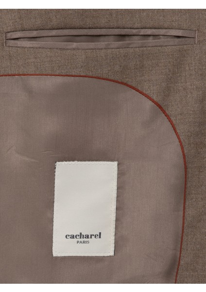 Erkek Camel Slim Fit Yün Karışımlı Mikro Desenli Klasik Ceket 50310061-VR015