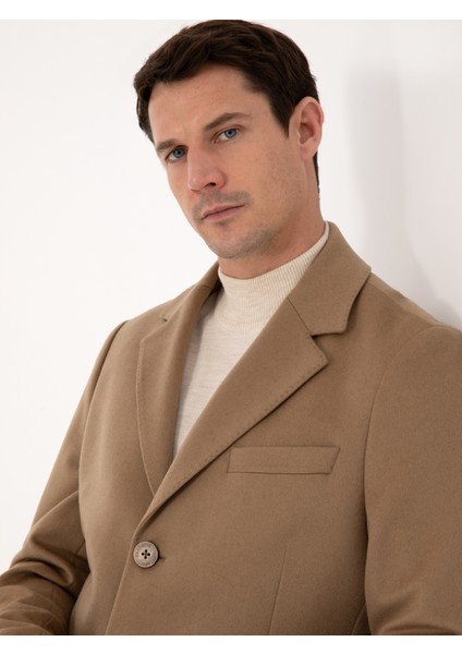 Erkek Camel Slim Fit %100 Kaşmir Palto 50314889-VR015