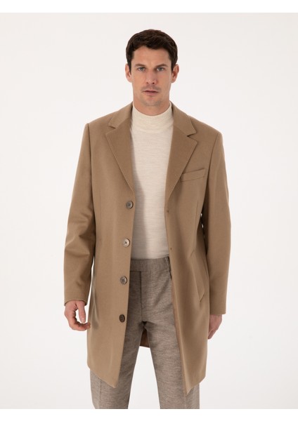 Erkek Camel Slim Fit %100 Kaşmir Palto 50314889-VR015