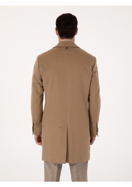 Erkek Camel Slim Fit %100 Kaşmir Palto 50314889-VR015