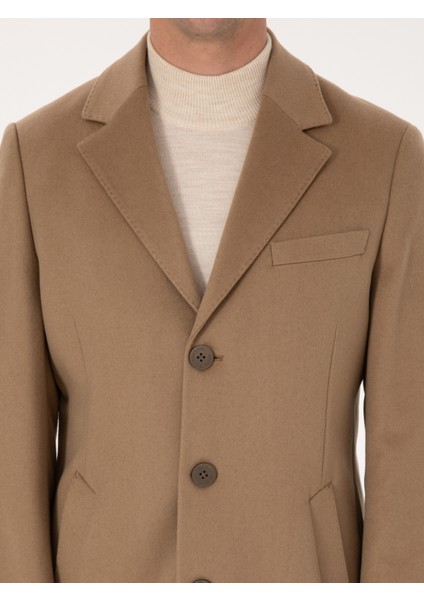 Erkek Camel Slim Fit %100 Kaşmir Palto 50314889-VR015