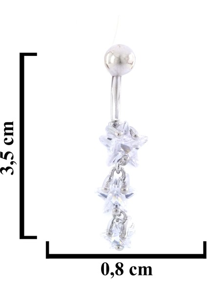 316L Çelik Yıldız Model Zirkon Taşlı Piercing PRC-217 modelleri