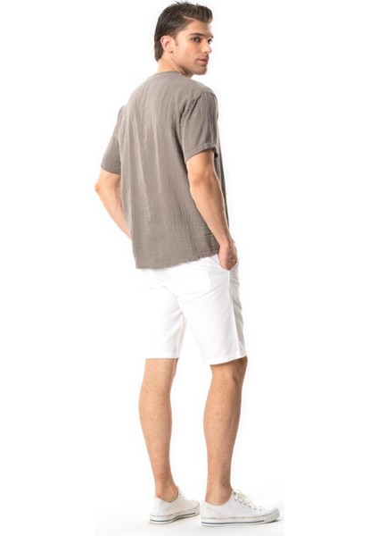 Kısa Kol Erkek Ribanalı Yazlık Müslin Tshirt Gri Gri fiyatları