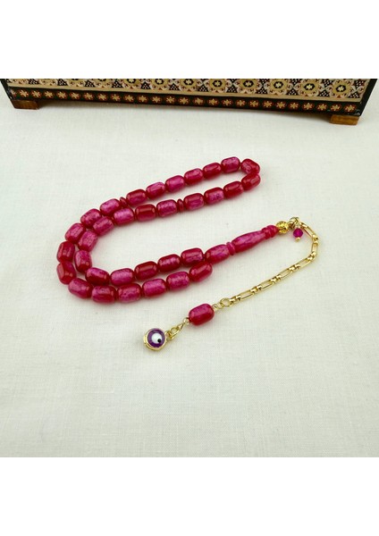 Neon Pembe Simli Sıkma Kehribar Altın Yaldız Püskül Dizaynlı Koleksiyonluk Tespih modelleri