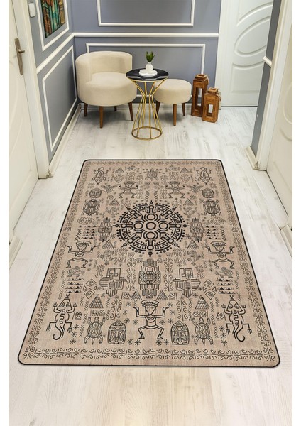 Modern Desenli Dijital Baskı Kaymaz Taban Halı H1091