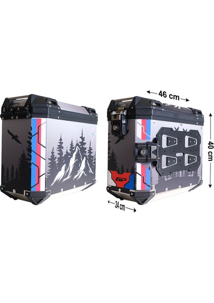 DSN06 Universal 40 Lt x 2 Desenli Alüminyum Motosiklet Yan Çanta Seti