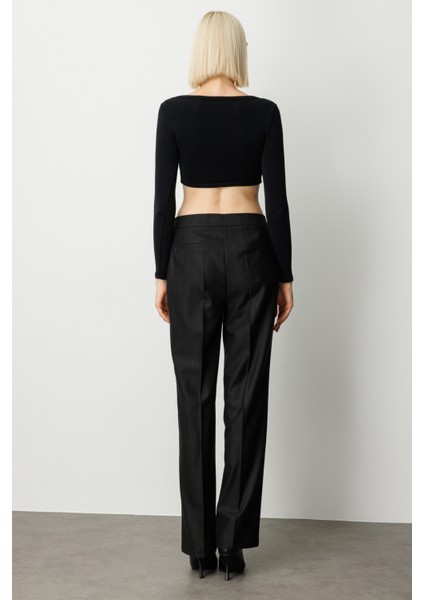 Çizgili Bol Paça Pantolon