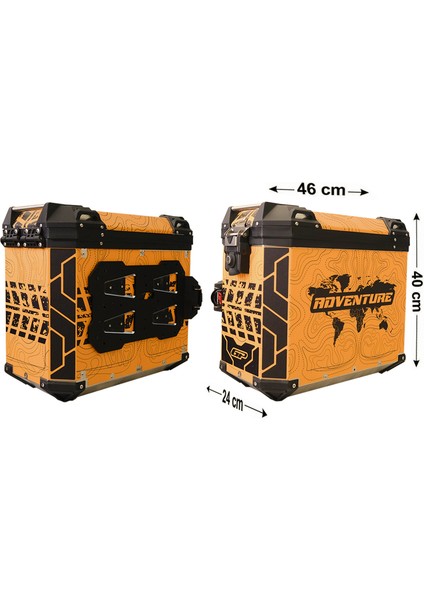 DSN03 Universal 40 Lt x 2 Desenli Alüminyum Motosiklet Yan Çanta Seti