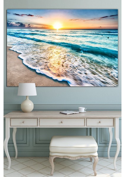 Gün Batımı Deniz Sahil Manzara Kanvas Tablo fiyatları