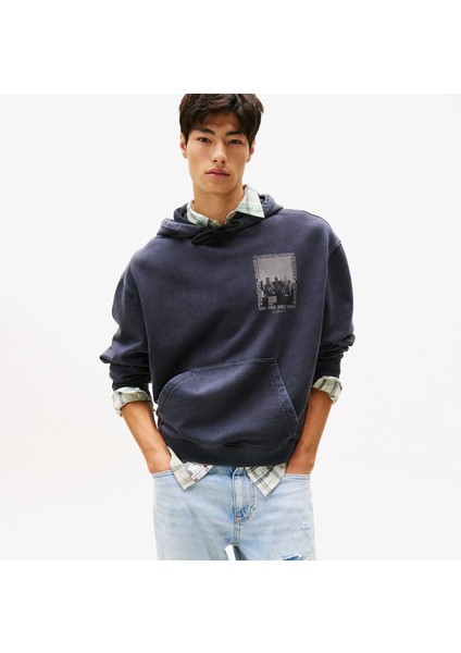 90S Back Photo Print Erkek Lacivert Sweatshirt.bds fiyatları