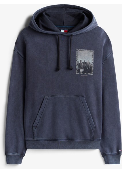 90S Back Photo Print Erkek Lacivert Sweatshirt.bds fırsatları