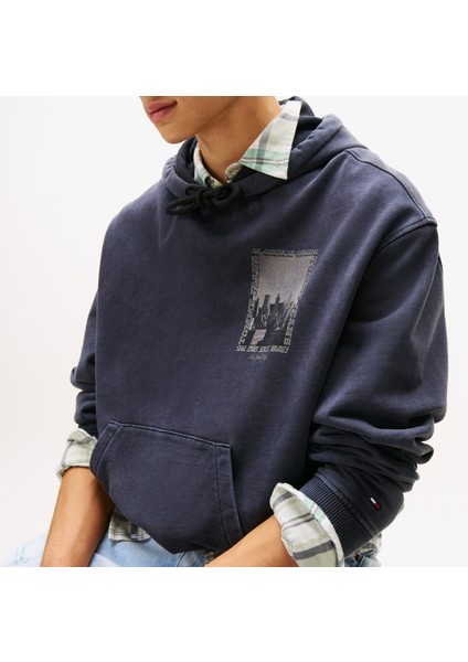 90S Back Photo Print Erkek Lacivert Sweatshirt.bds indirimleri