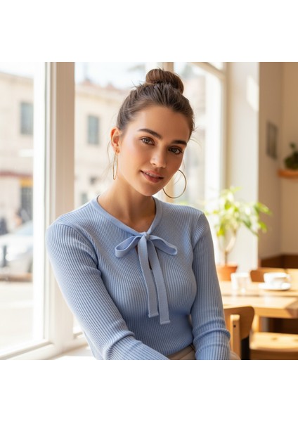 Kadın Triko Fiyonk Yaka Basic Body fiyatları