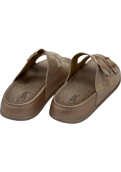 Kadın Anatomik Esnek Rahat Simli Baskılı Iki Tokalı Kadın Terlik indirimleri