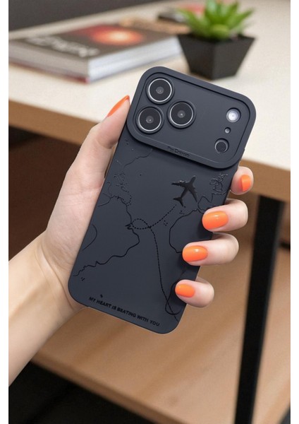 Apple iPhone 17 Pro Max Uyumlu Harita Desenli, Yumuşak Silikon Kılıf, Darbeye Karşı Dayanıklı Kapak