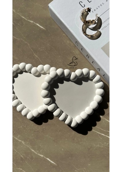 Baloncuklu Kalp Şeklinde Taş Tozu Dekoratif Takı Tabağı 2'li fiyatları