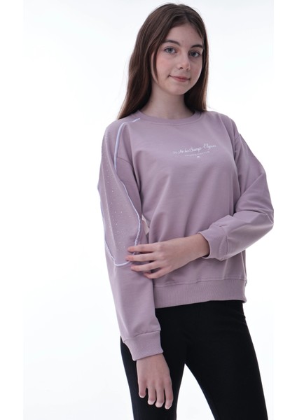 Kolu Biyeli Baskılı Kız Çocuk Sweat 2012