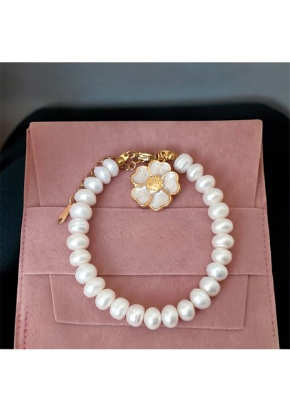 Sertifikalı Gerçek Rondel Kesim Inci Bileklik Çiçek Charm