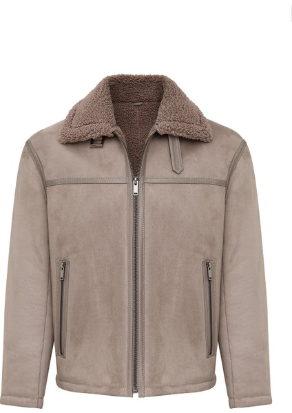 Lozan Erkek Bej Kürk Yaka Teddy Deri Mont 25WGP6594FF modelleri