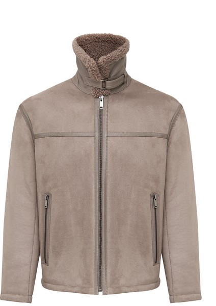 Lozan Erkek Bej Kürk Yaka Teddy Deri Mont 25WGP6594FF fırsatları