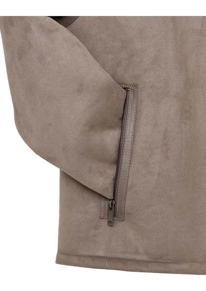 Lozan Erkek Bej Kürk Yaka Teddy Deri Mont 25WGP6594FF