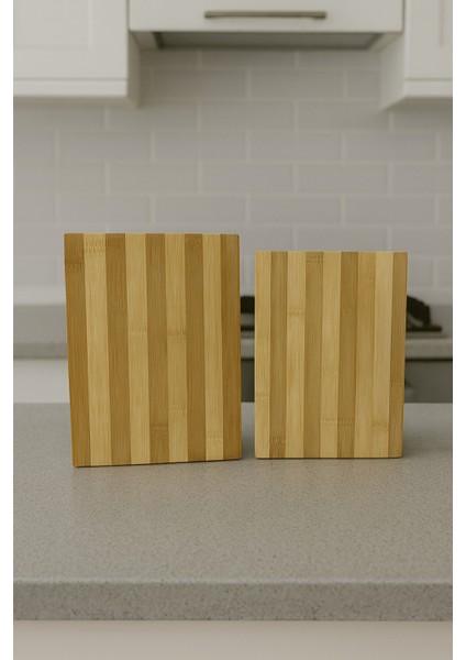 2’li Bambu Kesme Tahtası Seti – Doğal Ahşap | Çift Boy, Kaymaz, Sağlam Yapı