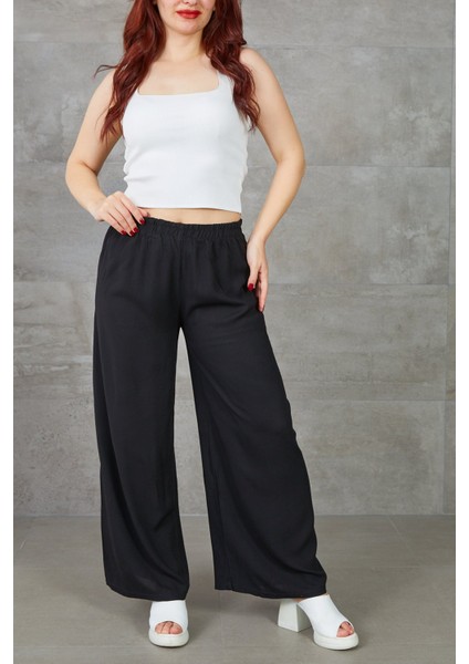 Kadın Bol Paça Rahat Kalıp Beli Lastikli Salaş Pantolon