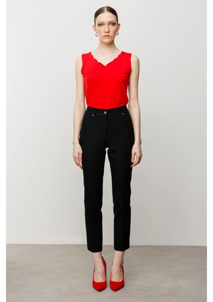 Dört Cep Dar Paça Pantolon