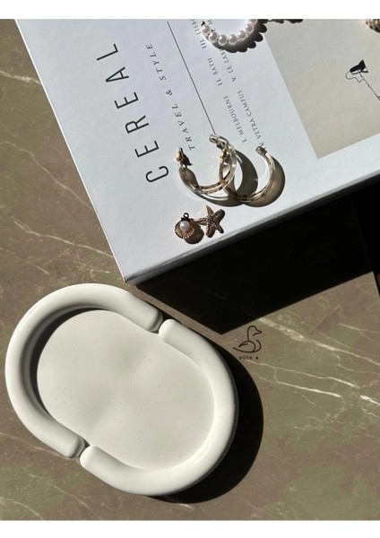 Bulut Görünümlü Taş Tozu Oval Dekoratif Tabak modelleri