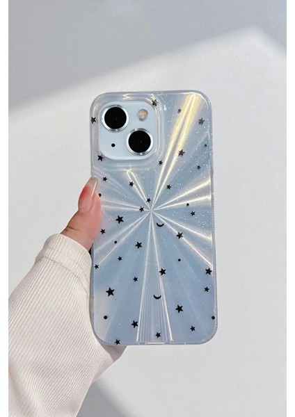 Apple iPhone 15 Uyumlu – Mavi Yıldız Patlaması Desenli Parlak Şeffaf Silikon Kılıf fiyatları