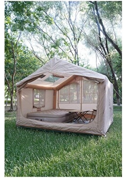 4 Mevsim Şişme Kamp Çadırı Yüksek ve Cam Tavanlı (6-8 Kişilik) 300X250X220CM