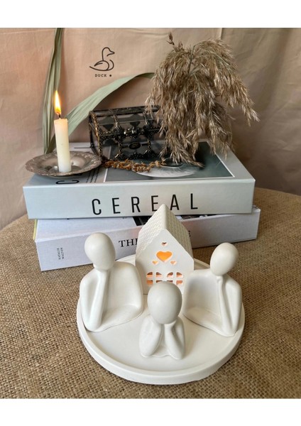 Üçlü Aile Minik Ev Dekoratif Set