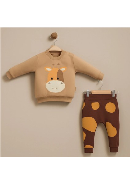 Bebe Erkek Bebek Zürafa Desenli 2 Li Takım