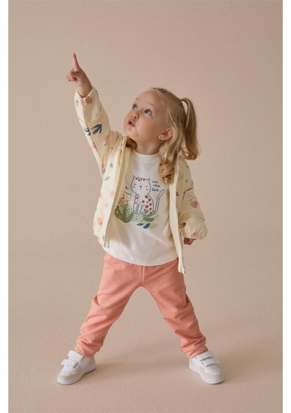 Iki Ip Kapşonlu Hırka 3lü Takım (Cat Lover) Somon fırsatları