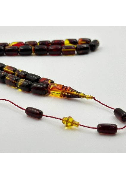 Tirbuşon Obje Damarlı Alman Sıkma Kehribar Tespih