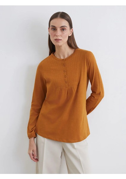 Lcw Grace Sarı Bisiklet Yaka Nakışlı Bluz