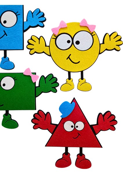 Keçe Geometrik Şekiller 4 Renk ve Ifadeli modelleri