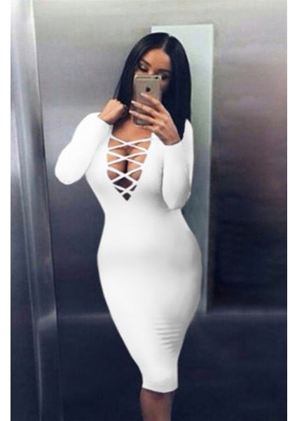 B101232 Uzun Kollu Elbise