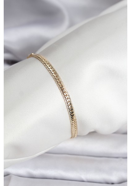 14K Gold Renk Kaplama Lazer Ezme Zincir Model cm Kadın Bileklik - Lisinya