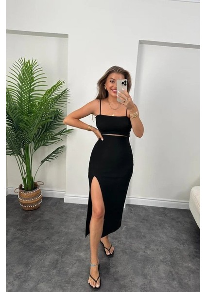 Kadın Ottoman Kumaş Likralı Midi Boy Kalem Etek Siyah fırsatları