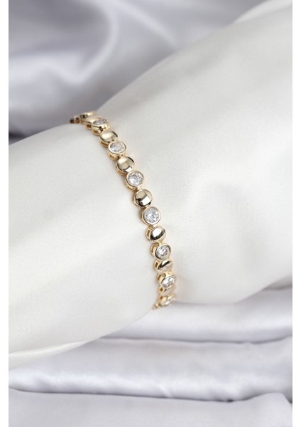 14K Gold Renk Kaplama Zirkon Taşlı cm Kadın Bileklik - Lisinya