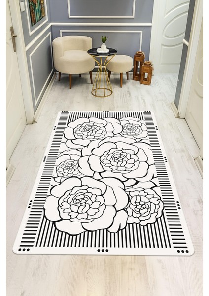 Modern Desenli Dijital Baskı Kaymaz Taban Halı H1103