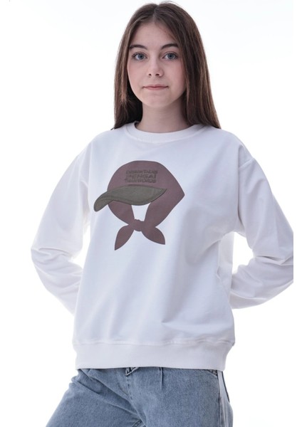 Şapka Baskılı Kız Çocuk Sweat 2049