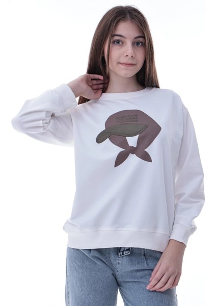 Şapka Baskılı Kız Çocuk Sweat 2049 modelleri