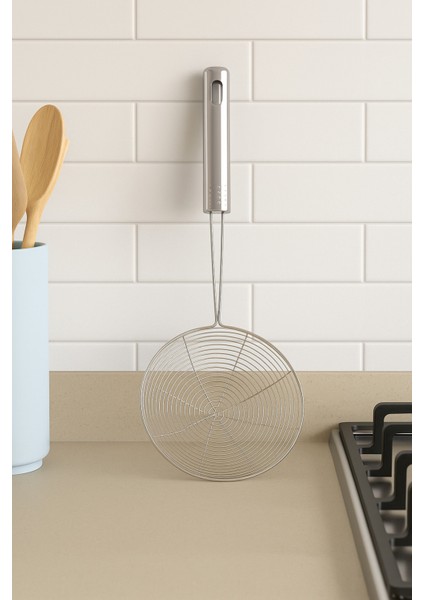 Paslanmaz Çelik Patates Kabak Sebze Kızartma Kevgiri, Metal Saplı Kevgir 16CM Çapında,kepçe fiyatları